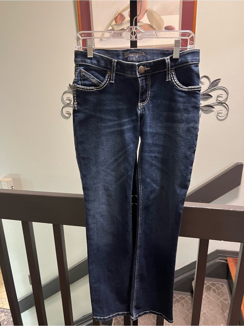 Wrangler Women's Dark Blue Ultimate Riding Jeans   Stitching Size 1 #DJ094